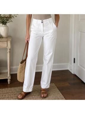 Eileen Fisher white organic cotton slim pants size 12 minimal simple basic
